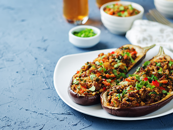 Mince Stuffed Eggplant